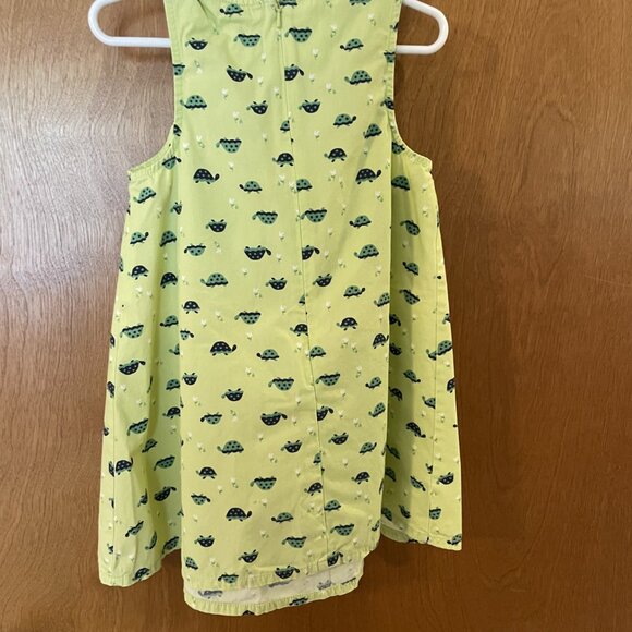 Gymboree Prep Club Green Turtle Print Ribbon Trim Cotton Dress Size 3t Bloomers - Picture 2 of 7